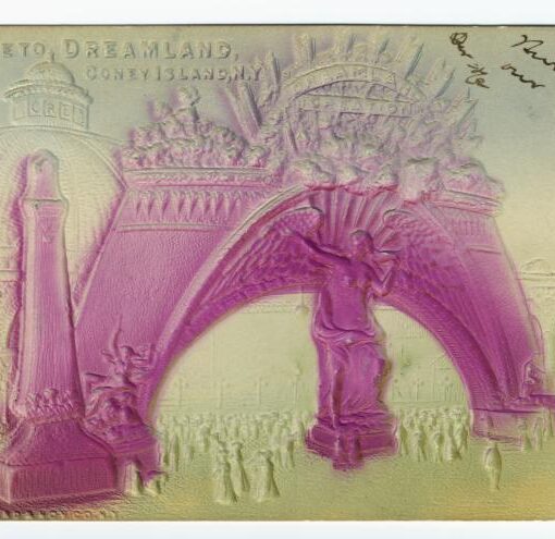 Illustrated Postcard of Entrance to Dreamland at Coney Island