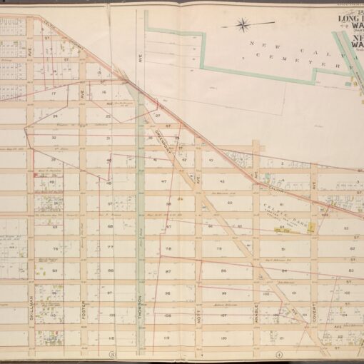 Map from 1901-1904 Showing Part of Long Island City, Newtown, and New Calvary Cemetery in Queens, New York
