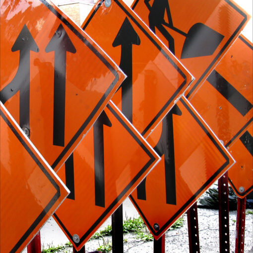 Orange and Black Construction Signs