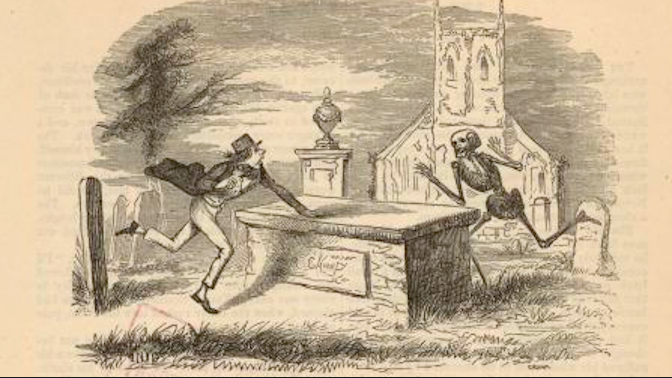 Man chased a skeleton around a crypt